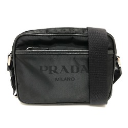 PRADA 2VH144 Triangle logo Crossbody Pochette Shoulder Bag Black SilverHardware