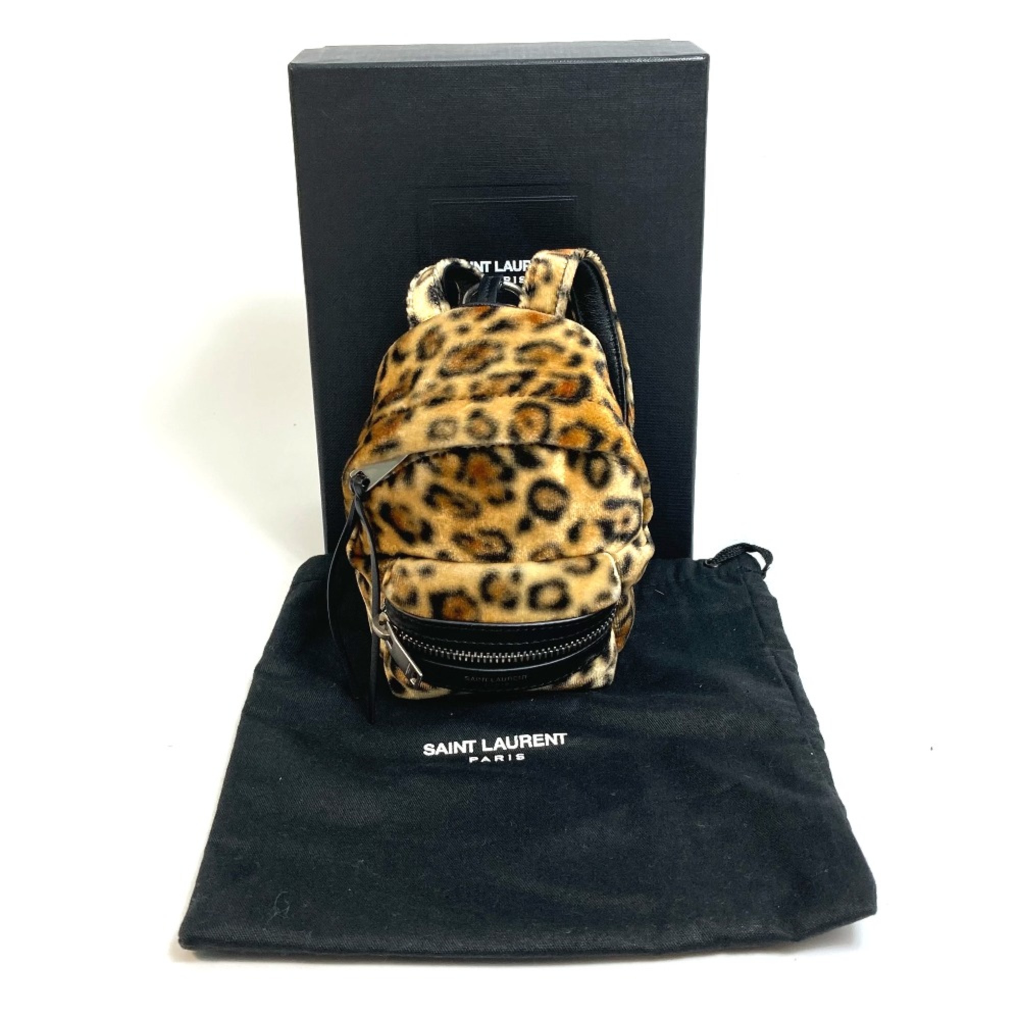 Saint Laurent Paris 441911 Leopard Bag Key Holder Bag Charm Brown