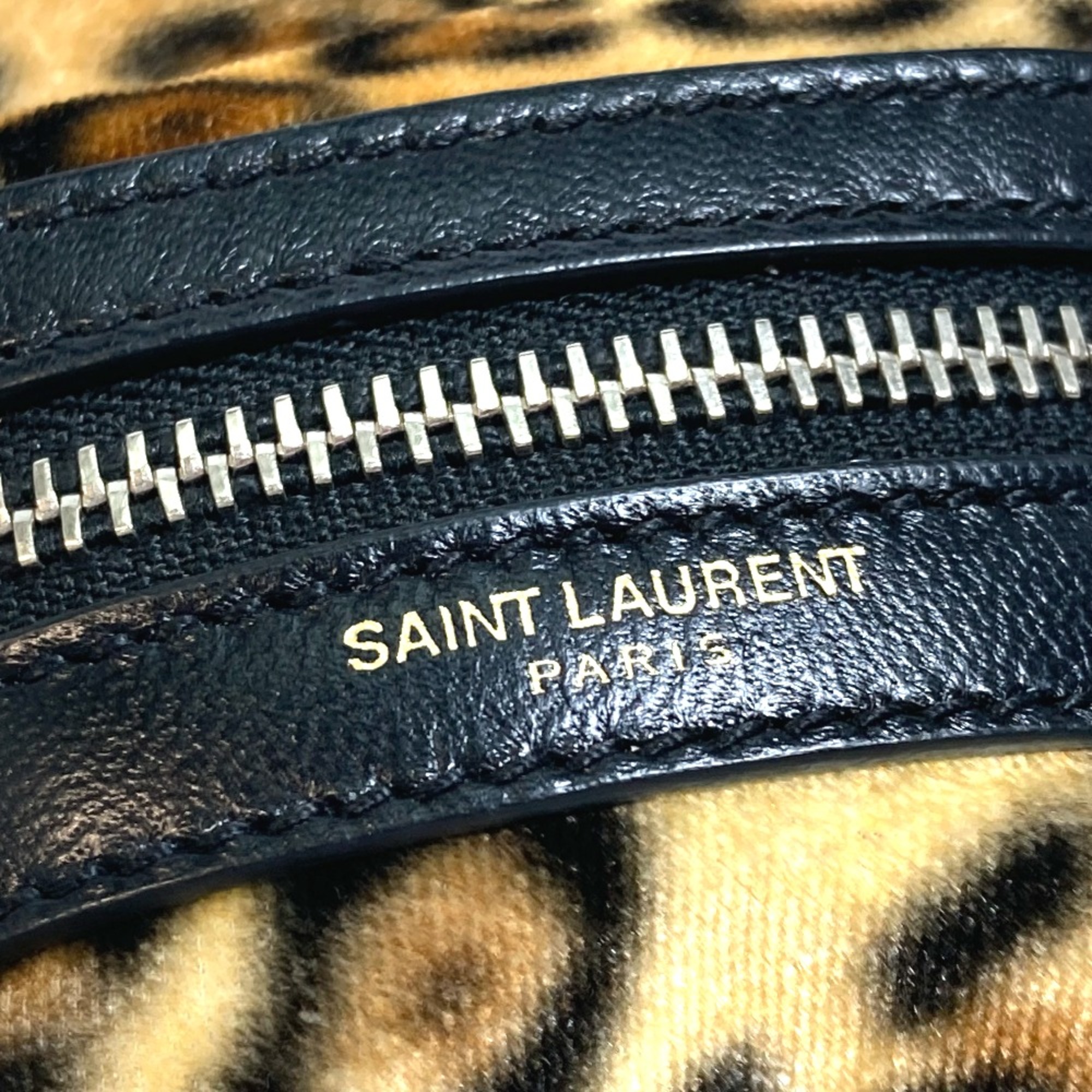 Saint Laurent Paris 441911 Leopard Bag Key Holder Bag Charm Brown