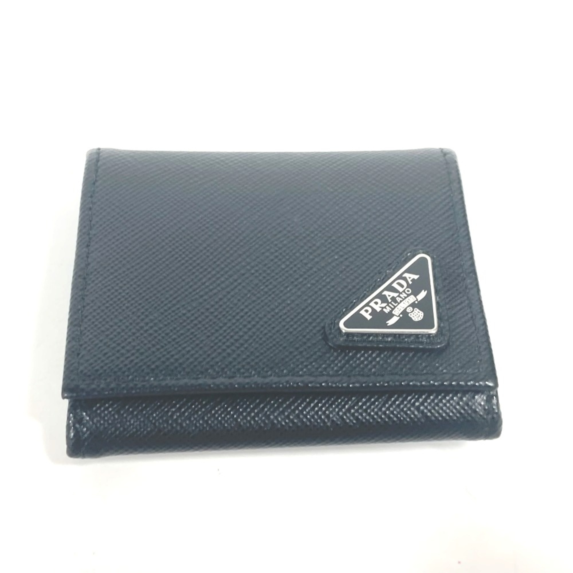 PRADA 2MM935 Compact Coin Compartment Wallet coin purse Black