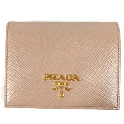 PRADA 1MV204 Compact wallet Bicolor Folded wallet Beige Red