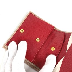 PRADA 1MV204 Compact wallet Bicolor Folded wallet Beige Red