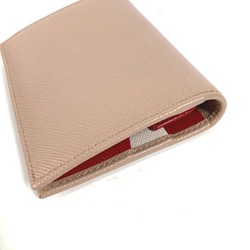 PRADA 1MV204 Compact wallet Bicolor Folded wallet Beige Red