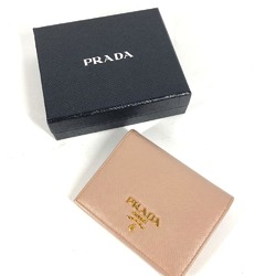 PRADA 1MV204 Compact wallet Bicolor Folded wallet Beige Red