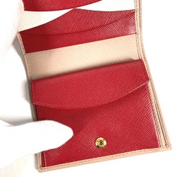 PRADA 1MV204 Compact wallet Bicolor Folded wallet Beige Red