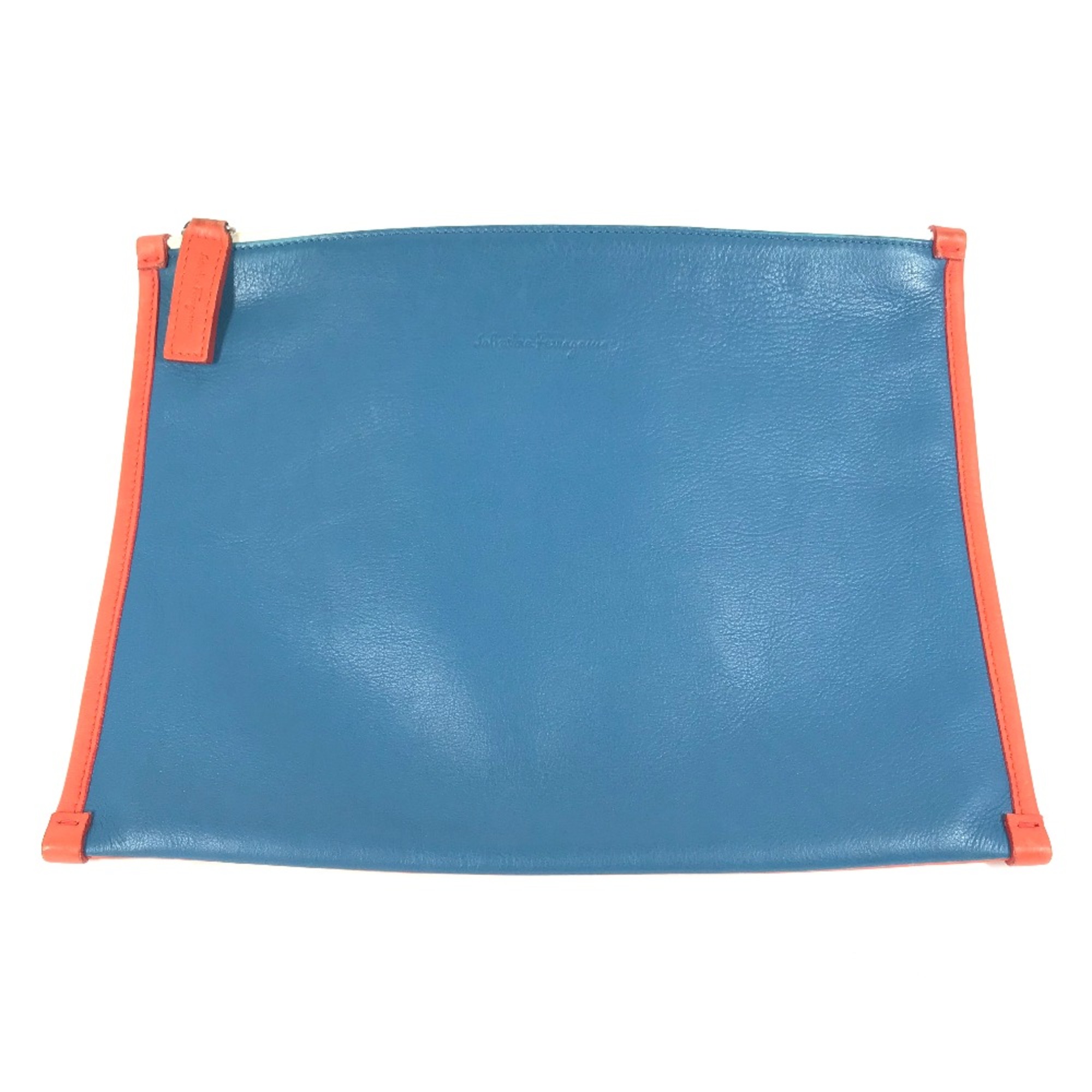 Salvatore Ferragamo bag pouch Clutch bag blue Orange Based