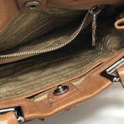 PRADA 2WAY Bag Shoulder Bag Bag Hand Bag Brown SilverHardware