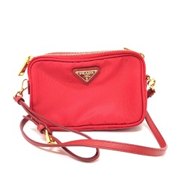 PRADA triangle logo triangle logo plate Crossbody Pochette Shoulder Bag Red