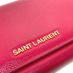 Saint Laurent Paris 340839 logo Bifold fashion accessory Long Wallet Fusha pink