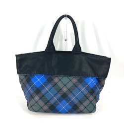 PRADA check Tote Bag Shoulder Bag Black Blue x Green