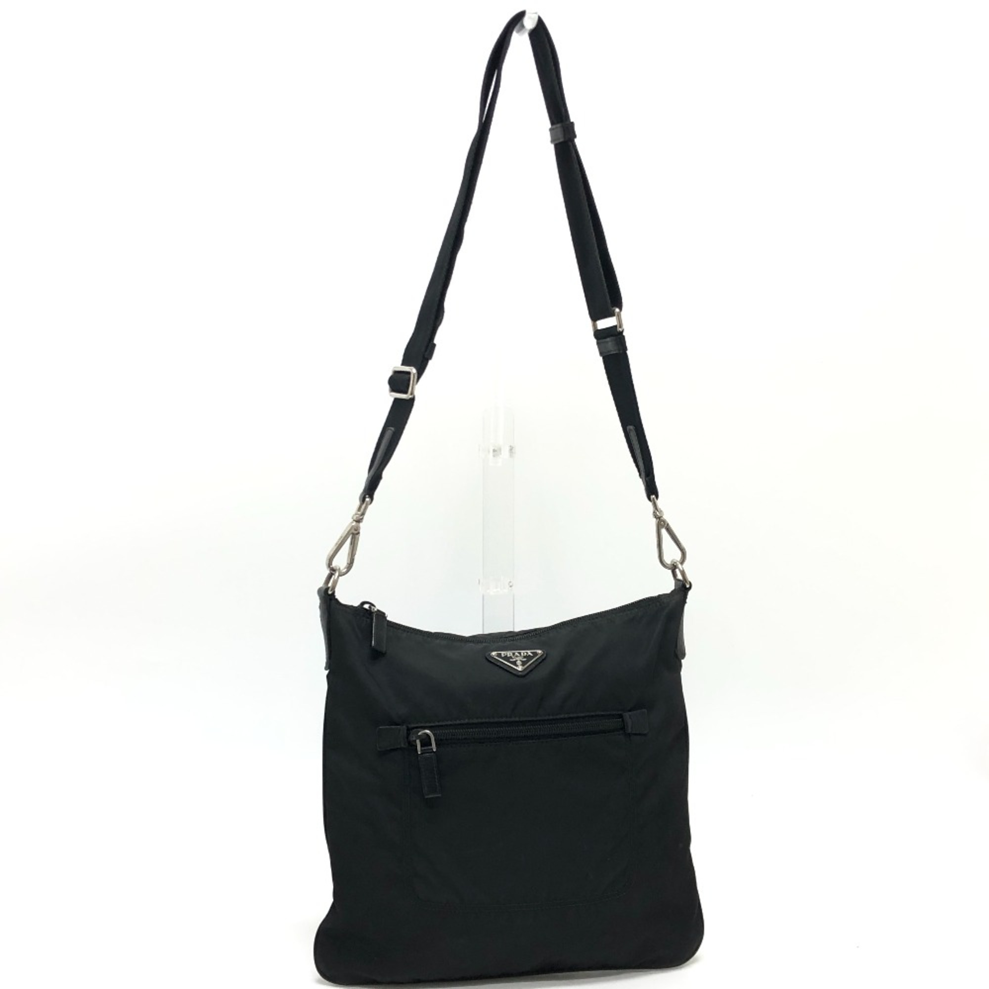 PRADA BT0715 Flat 2WAY shoulder bag Crossbody bag Shoulder Bag Black SilverHardware