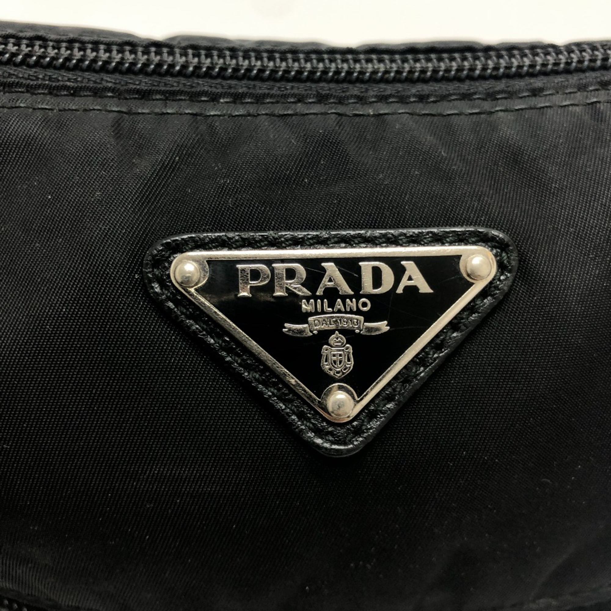 PRADA BT0715 Flat 2WAY shoulder bag Crossbody bag Shoulder Bag Black SilverHardware