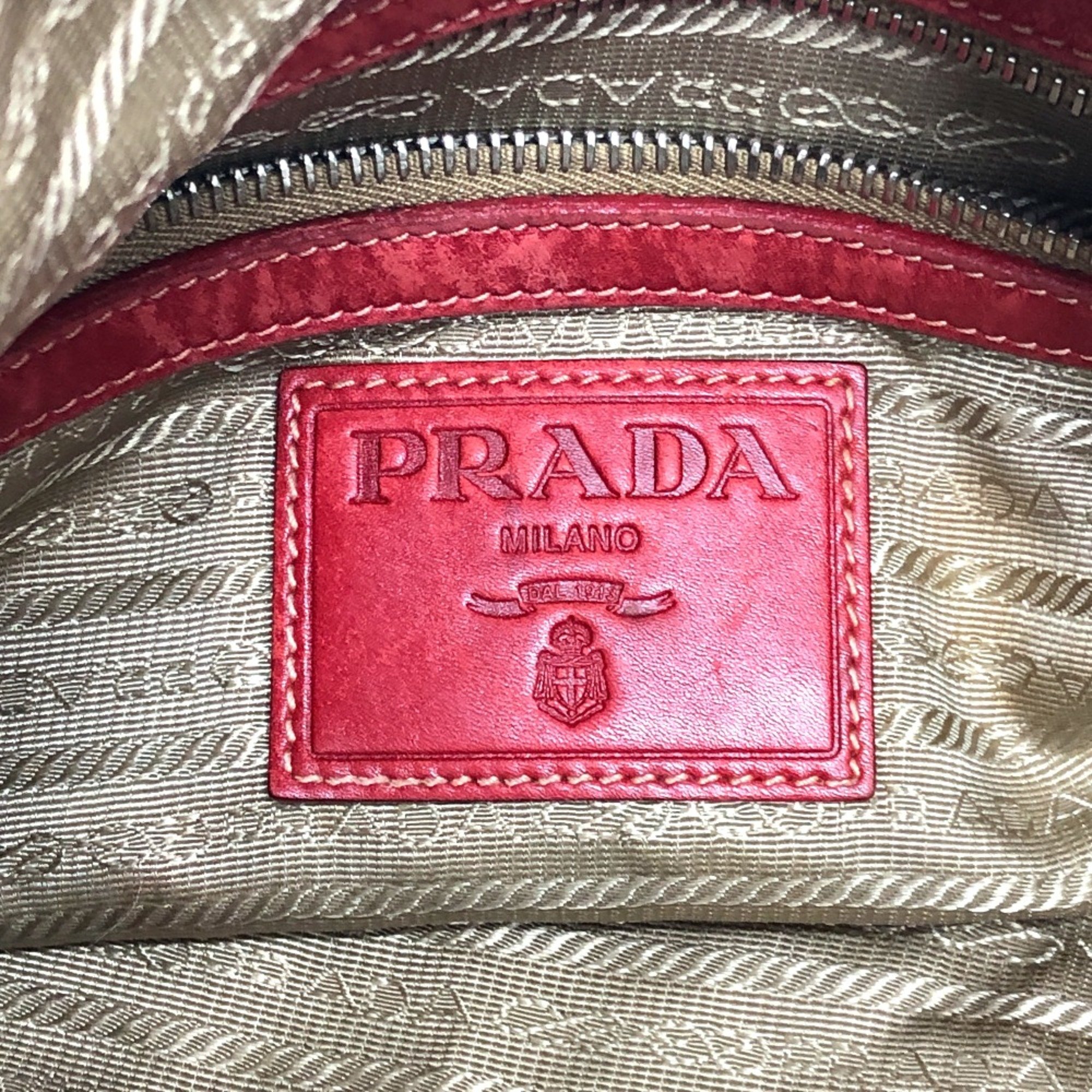 PRADA Bag Shoulder bag Crossbody bag Bag Shoulder Bag Beige Red/SilverHardware