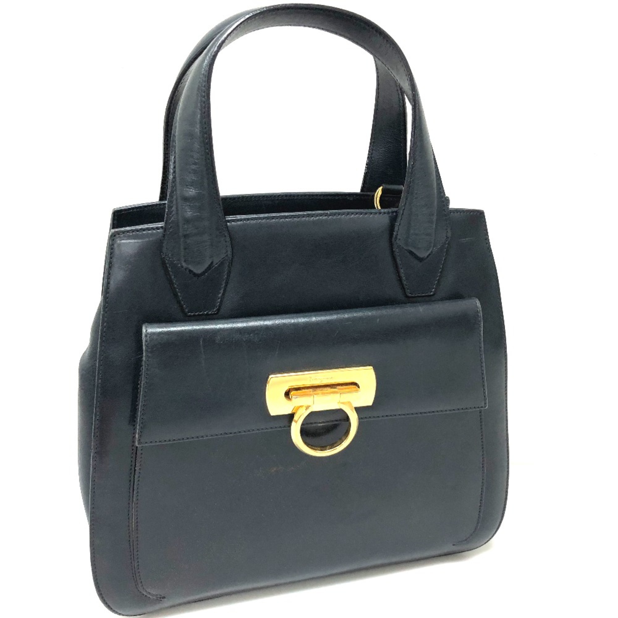 Salvatore Ferragamo Gancini Bag Hand Bag Navy