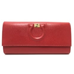 Salvatore Ferragamo Gancini Wallet Long Wallet Red Beige/GoldHardware