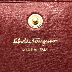 Salvatore Ferragamo Gancini Wallet Long Wallet Red Beige/GoldHardware