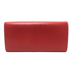 Salvatore Ferragamo Gancini Wallet Long Wallet Red Beige/GoldHardware