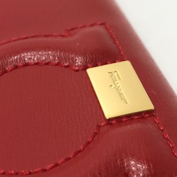 Salvatore Ferragamo Gancini Wallet Long Wallet Red Beige/GoldHardware