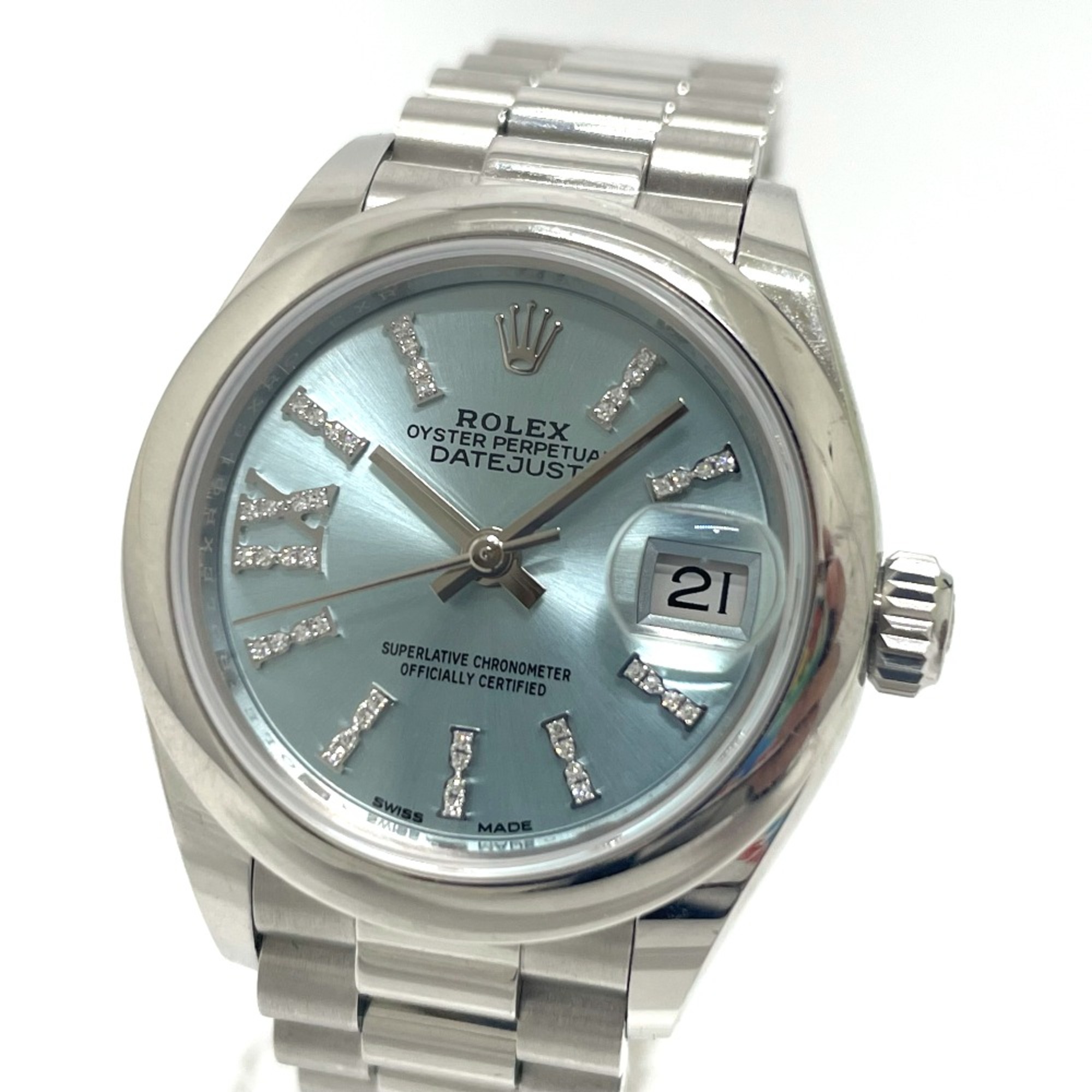 Rolex 279166 Oyster perpetual ice blue roman dial diamond Wristwatch Silver