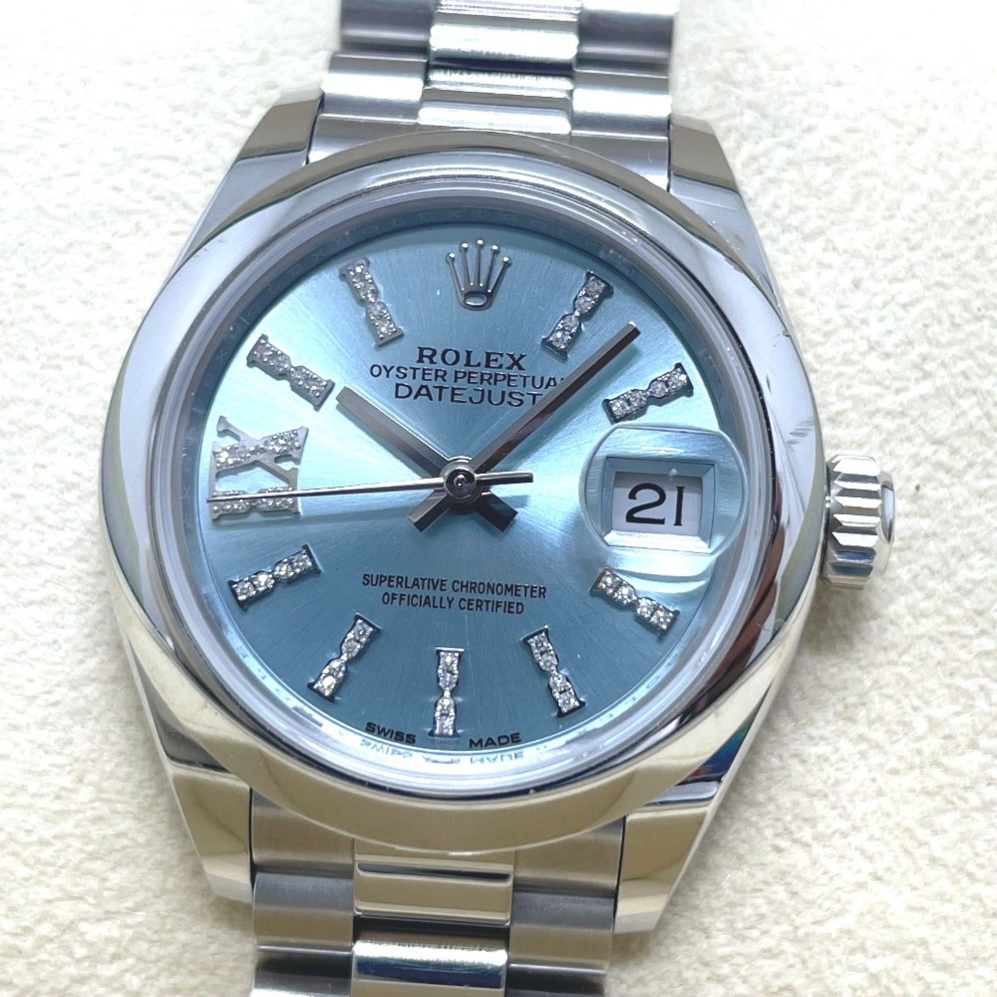 Rolex 279166 Oyster perpetual ice blue roman dial diamond Wristwatch Silver