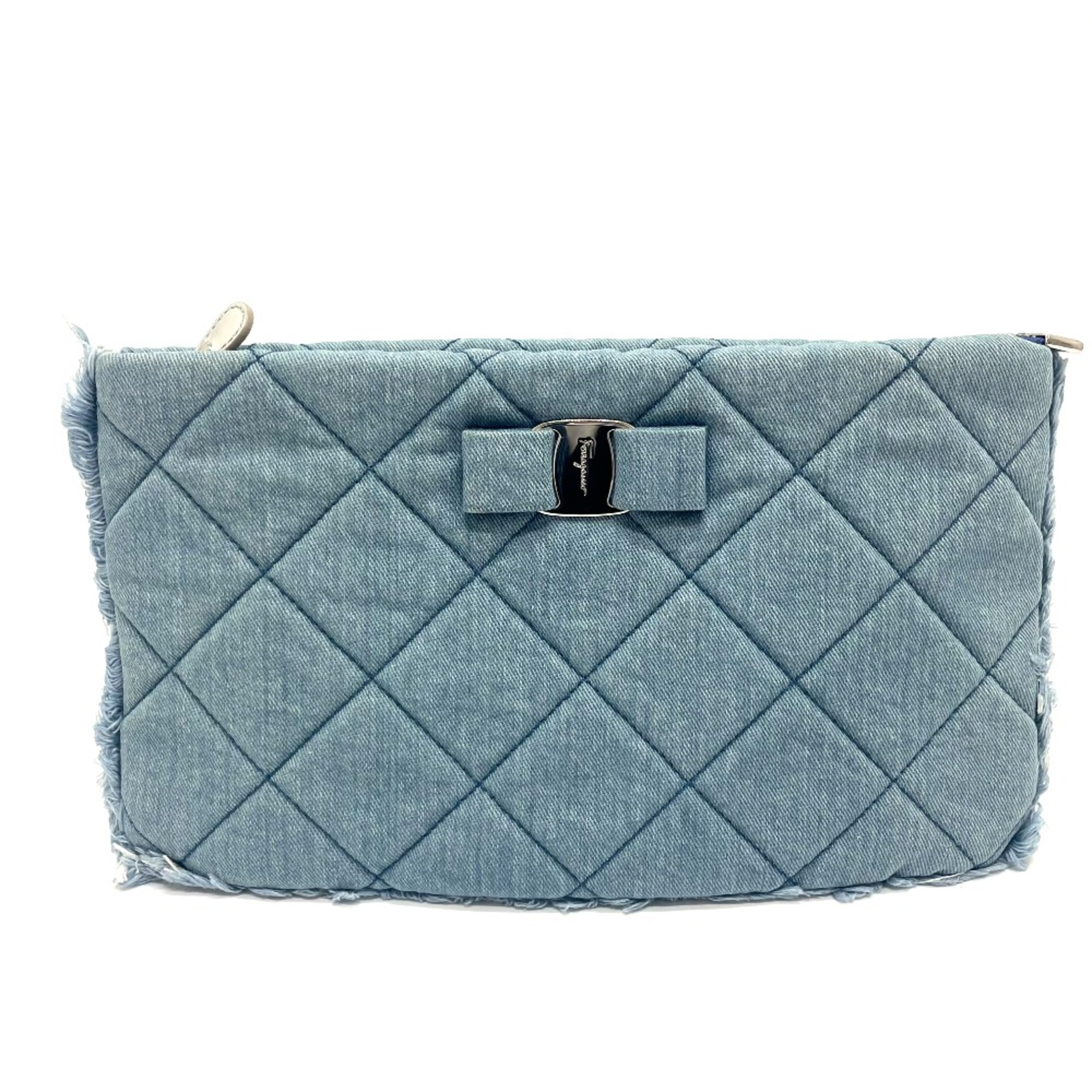 Salvatore Ferragamo C598 Vala Ribbon Bag Clutch bag blue