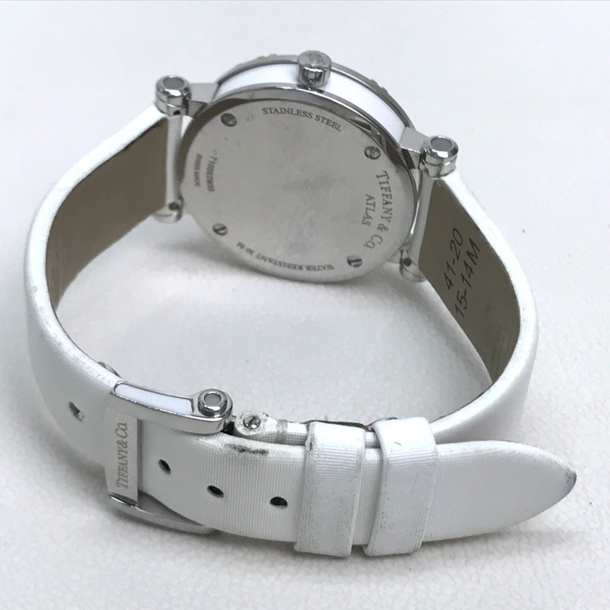 TIFFANY&Co. Z1300.11.11A20A41A White ceramic Quartz date Wristwatch Silver White belt