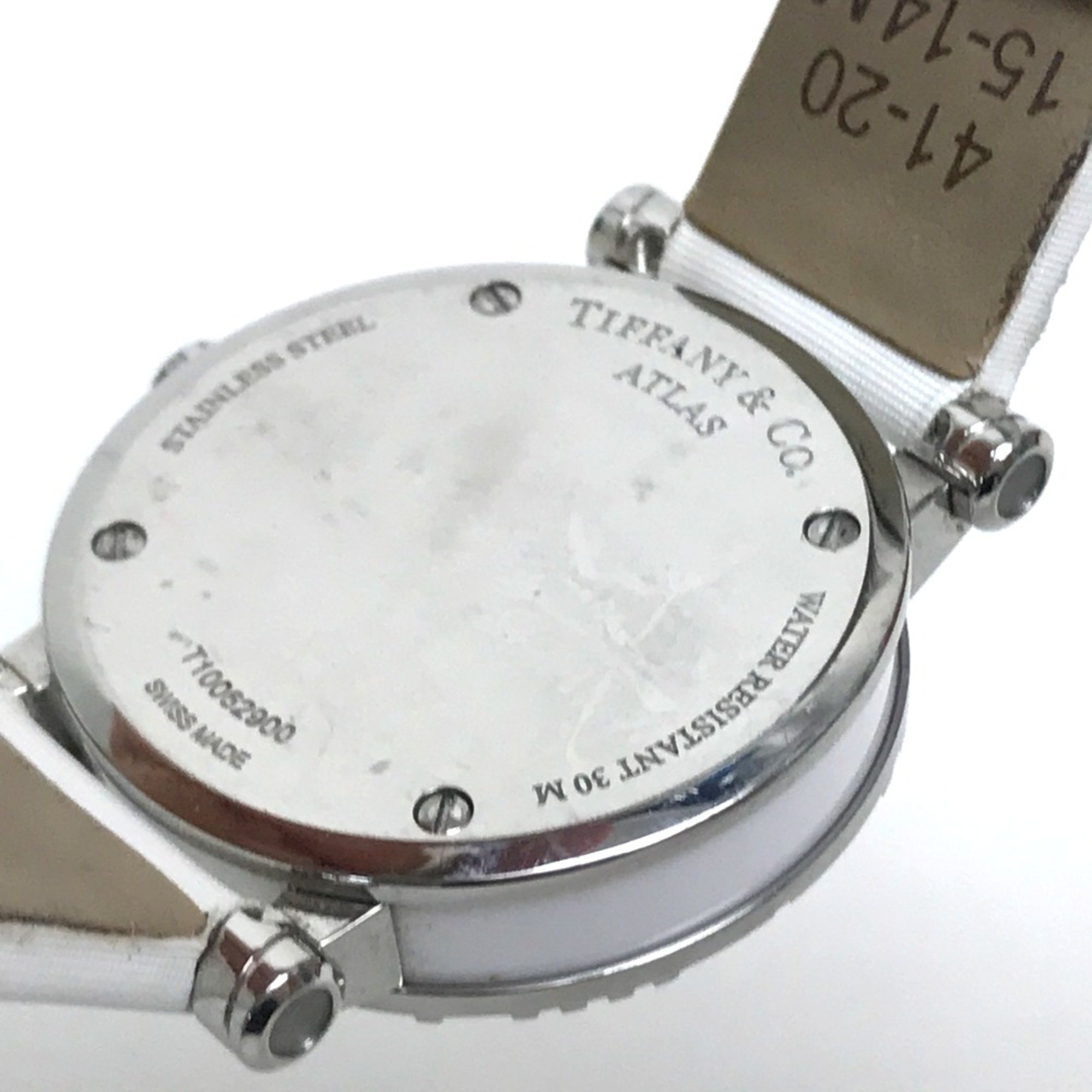 TIFFANY&Co. Z1300.11.11A20A41A White ceramic Quartz date Wristwatch Silver White belt