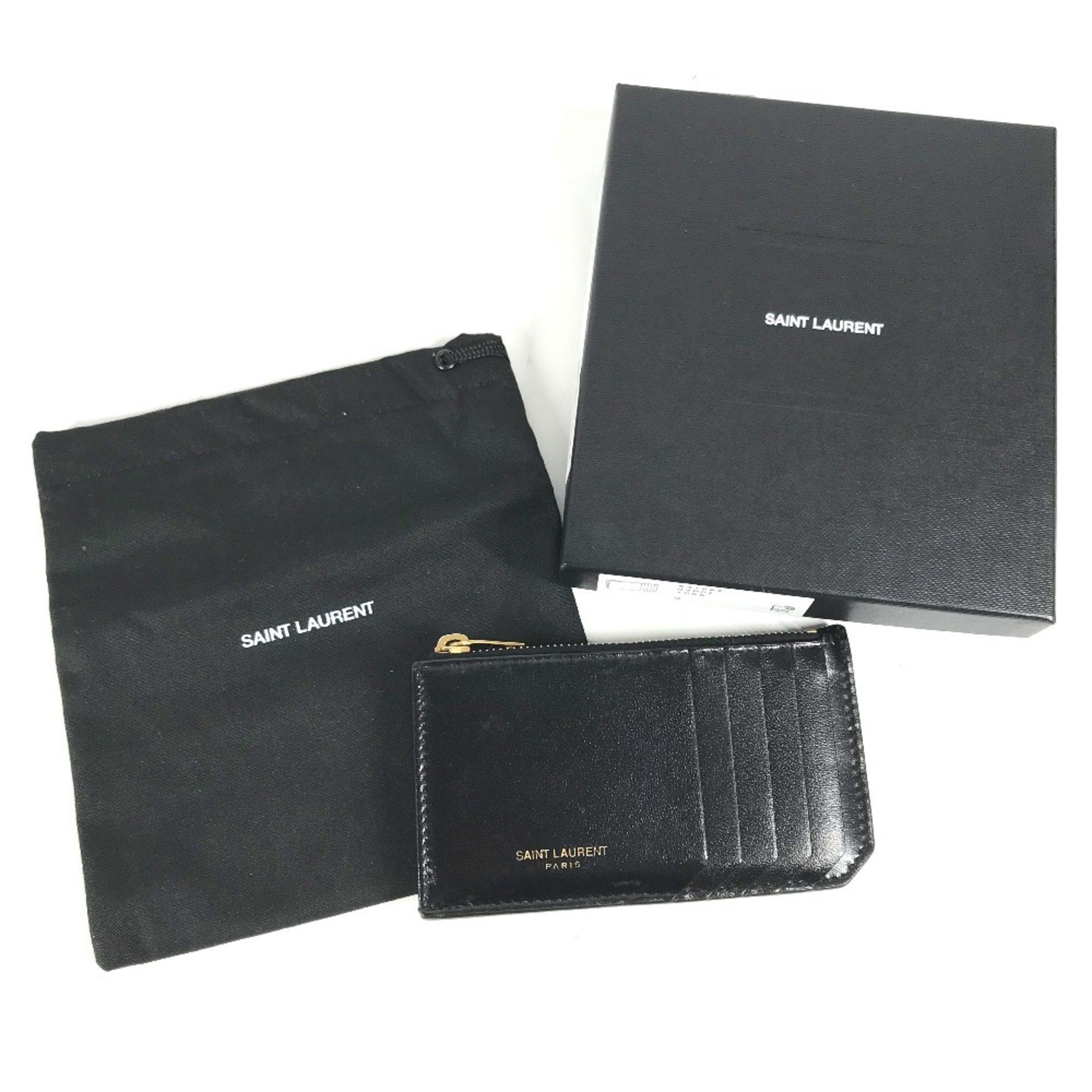 Saint Laurent Paris 631992 Wallet Compact Wallet logo coin purse Black