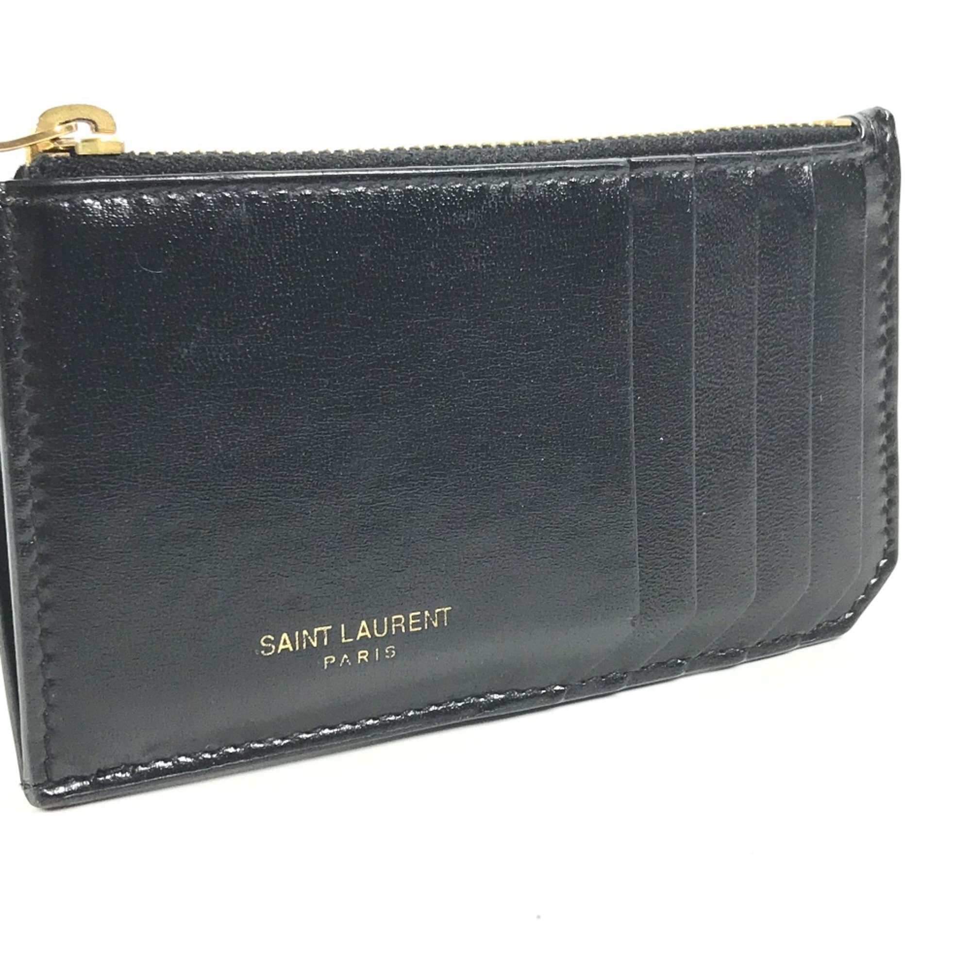 Saint Laurent Paris 631992 Wallet Compact Wallet logo coin purse Black