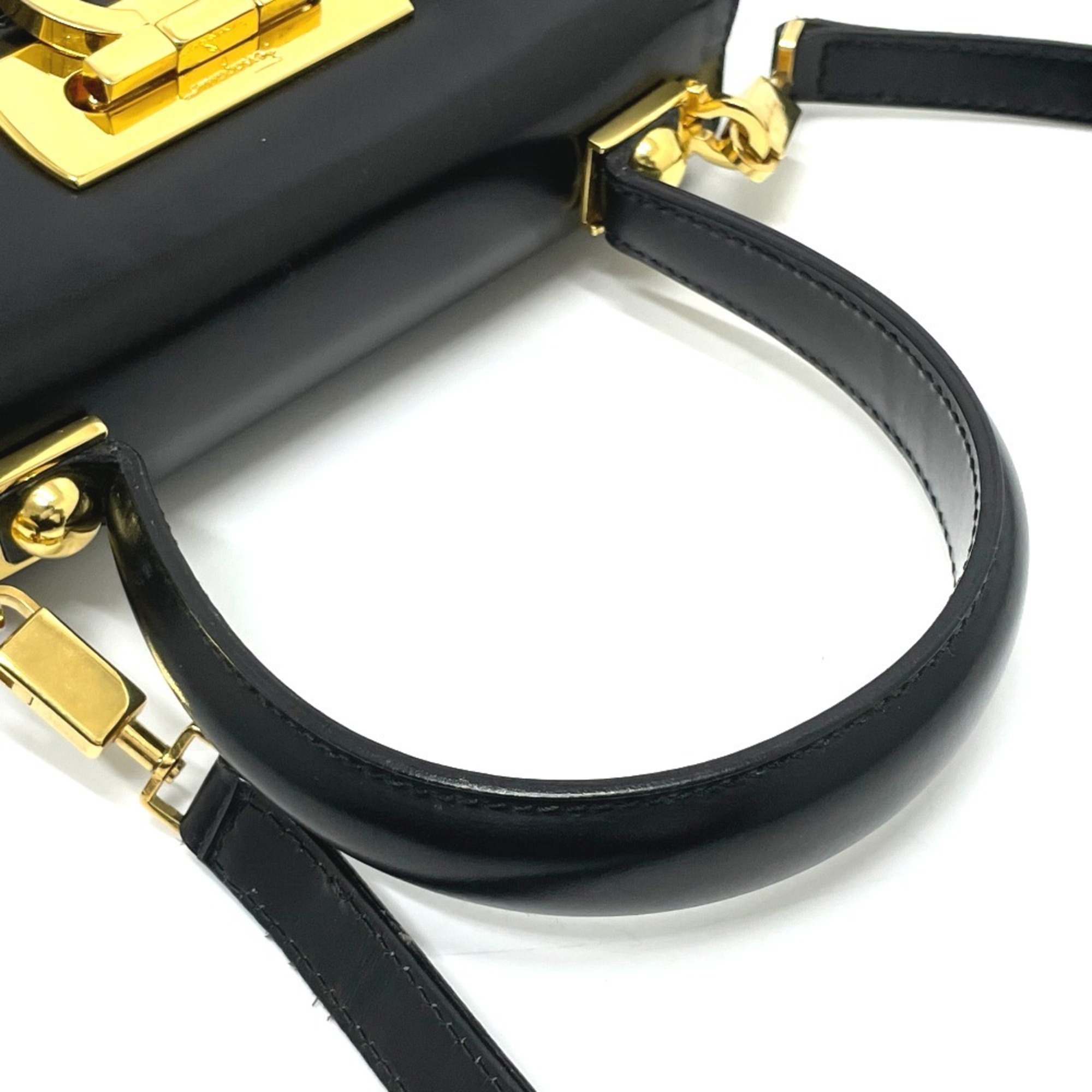 Salvatore Ferragamo AQ-212193 Gancini Bag 2WAY Hand Bag Hand Bag Black GoldHardware