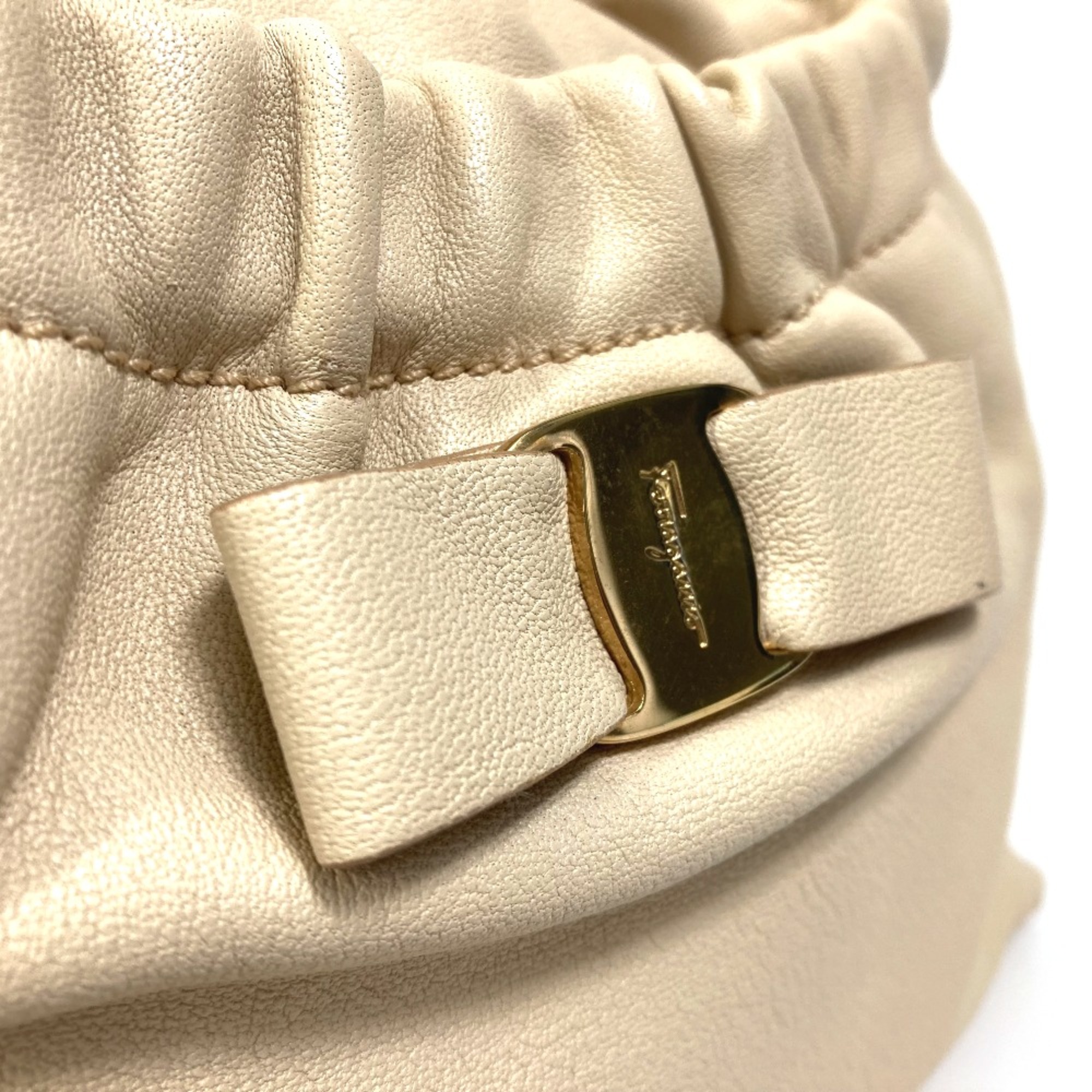 Salvatore Ferragamo Vala 2WAY Shoulder Bag Hand Bag Light Beige