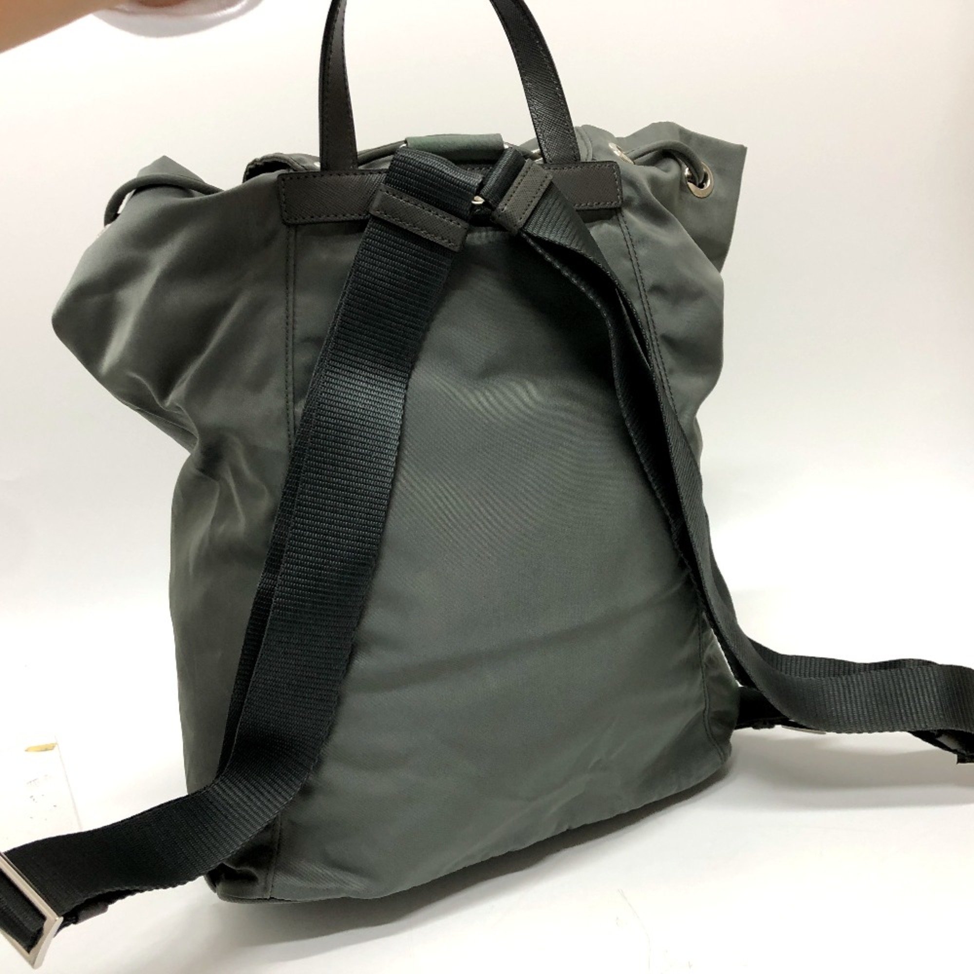 PRADA BZ0032 backpack bag Backpack gray SilverHardware