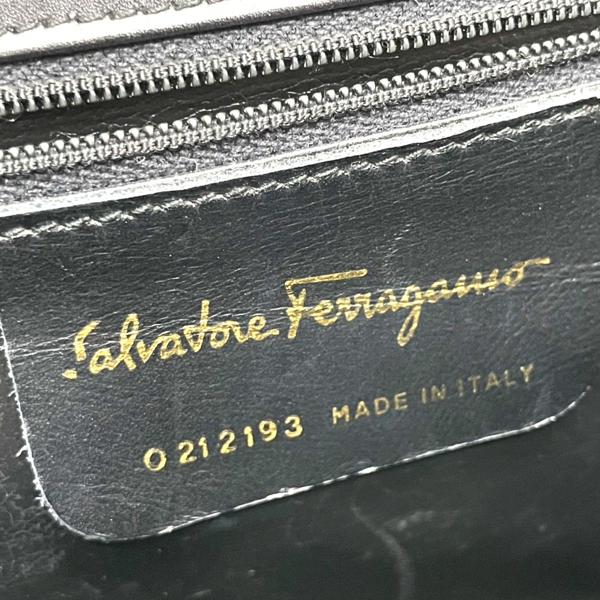 Salvatore Ferragamo O212193 Gancini Bag Crossbody Shoulder Bag Black GoldHardware