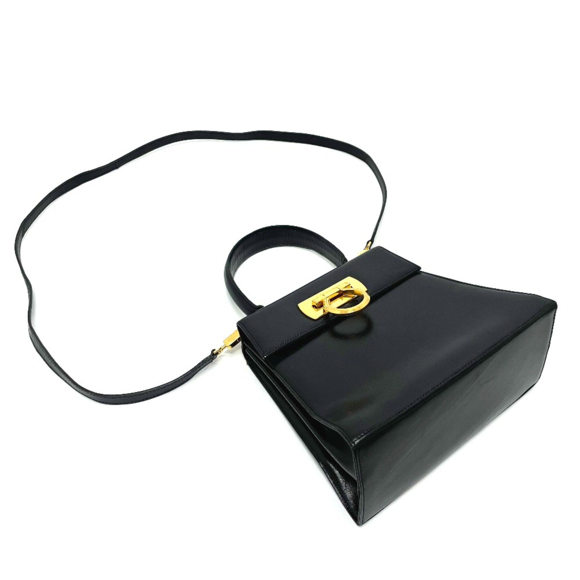 Salvatore Ferragamo O212193 Gancini Bag Crossbody Shoulder Bag Black GoldHardware