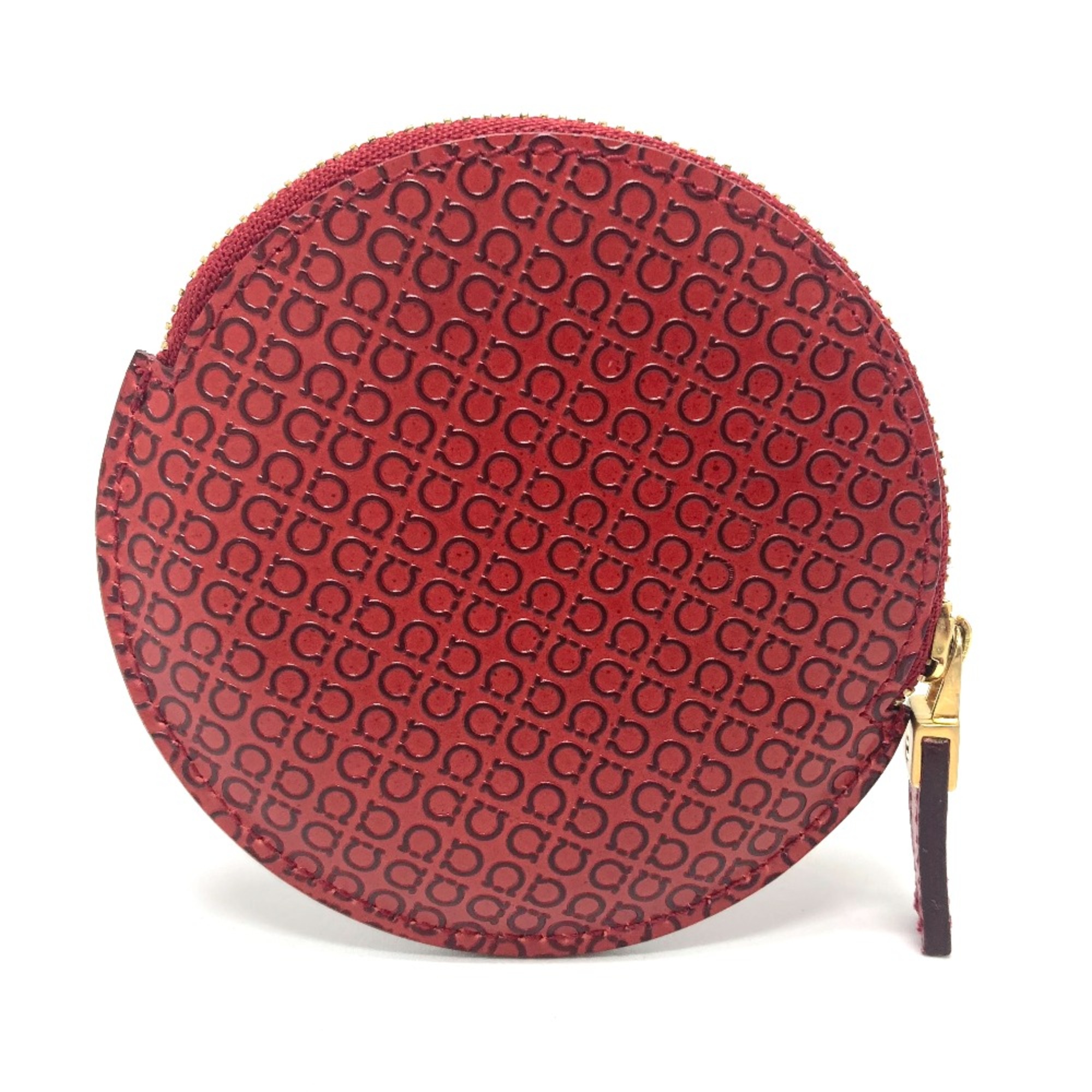 Salvatore Ferragamo Gancini Mirror case coin purse Red