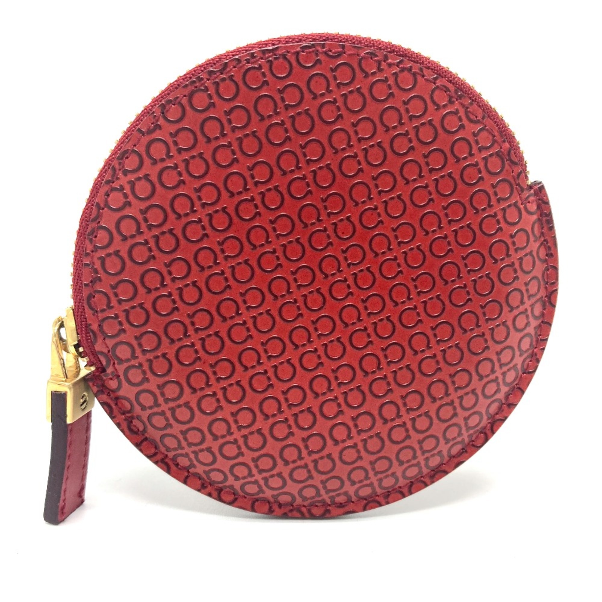 Salvatore Ferragamo Gancini Mirror case coin purse Red