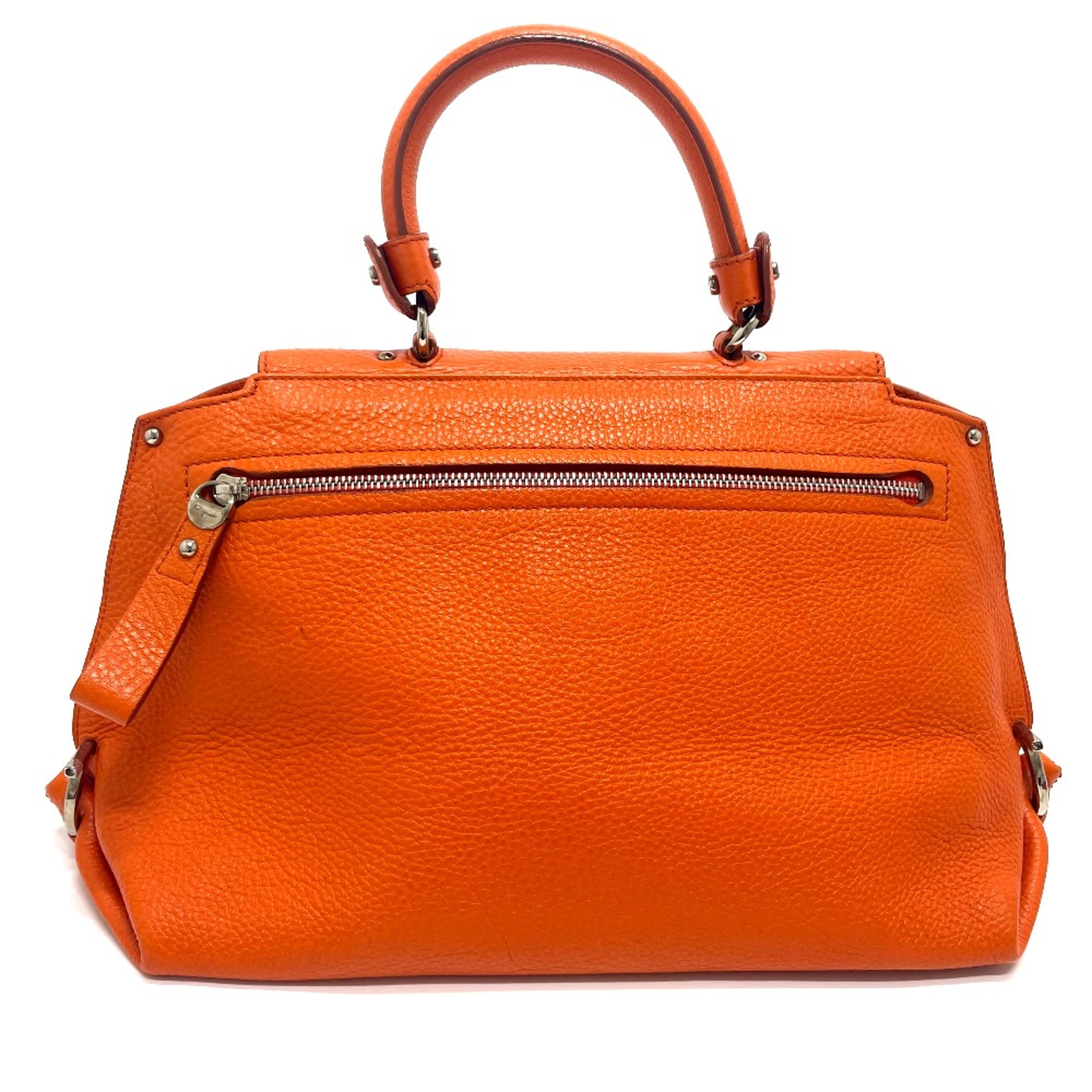 Salvatore Ferragamo A896 Gancini Bag 2WAY Hand Bag Orange