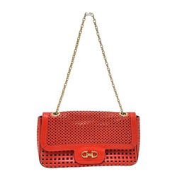 Salvatore Ferragamo Gancini Bag Chain Shoulder Bag Red