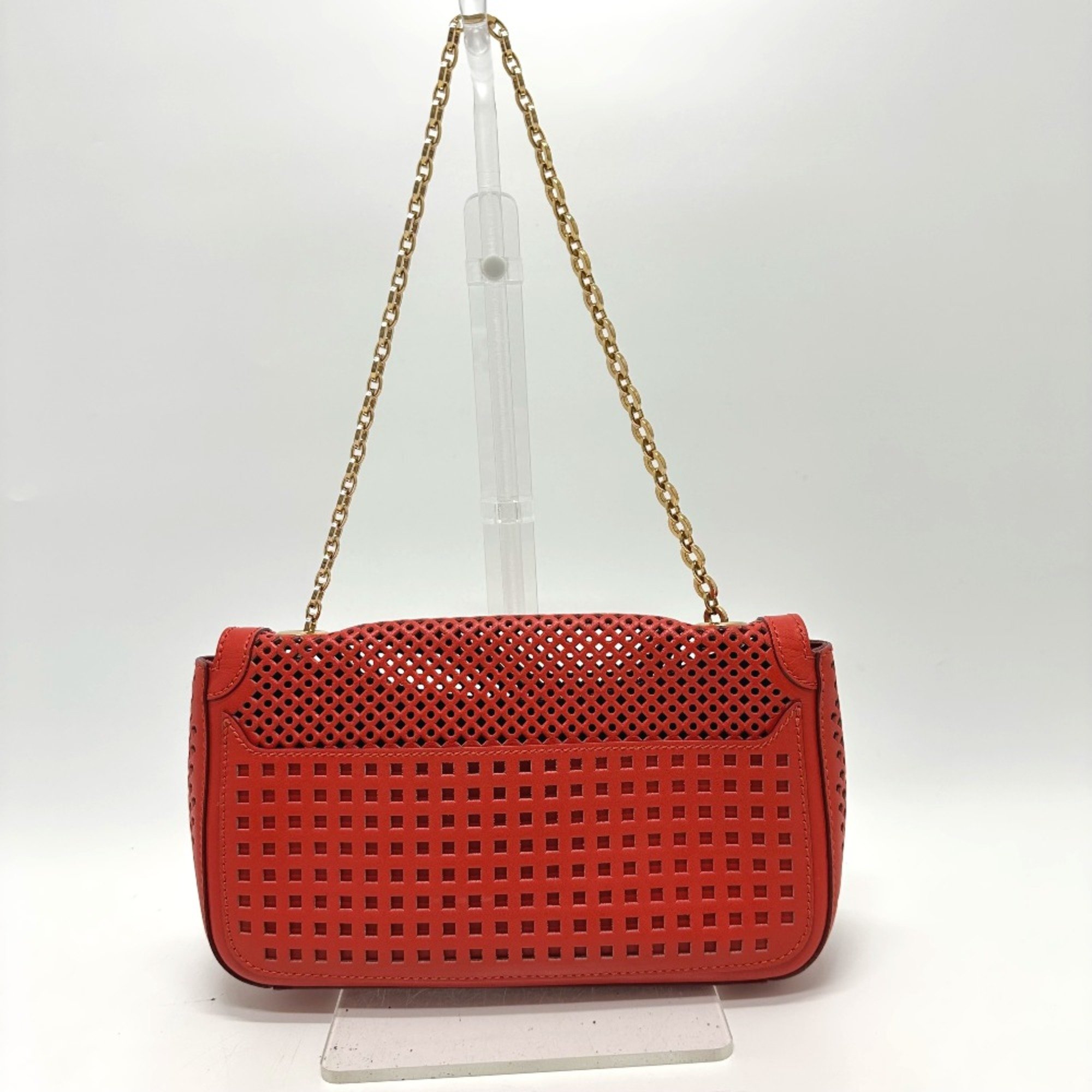 Salvatore Ferragamo Gancini Bag Chain Shoulder Bag Red