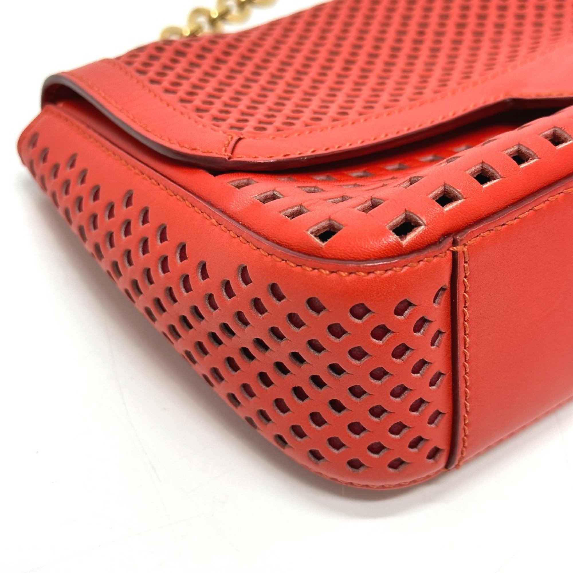 Salvatore Ferragamo Gancini Bag Chain Shoulder Bag Red