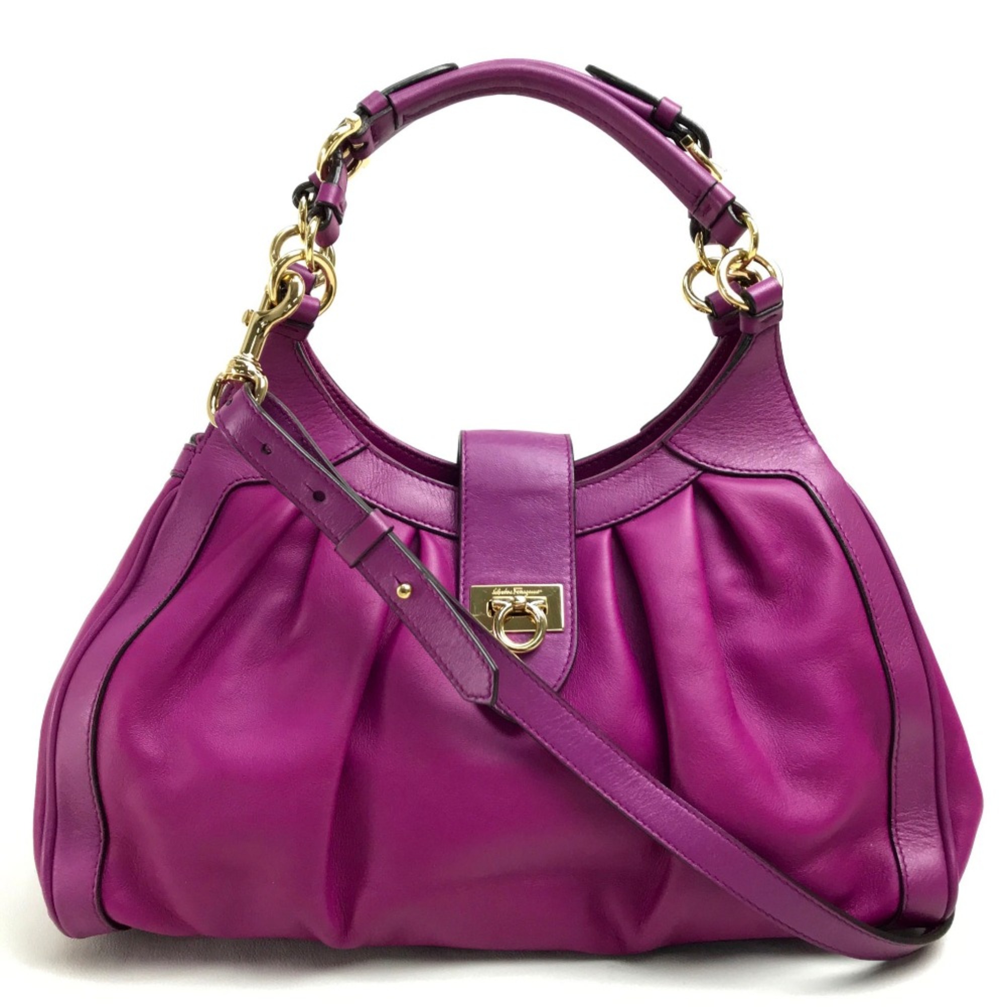 Salvatore Ferragamo Gancini Bag Hand Bag Shoulder Bag purple purple