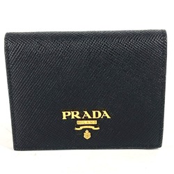 PRADA Compact wallet Folded wallet Black Gold