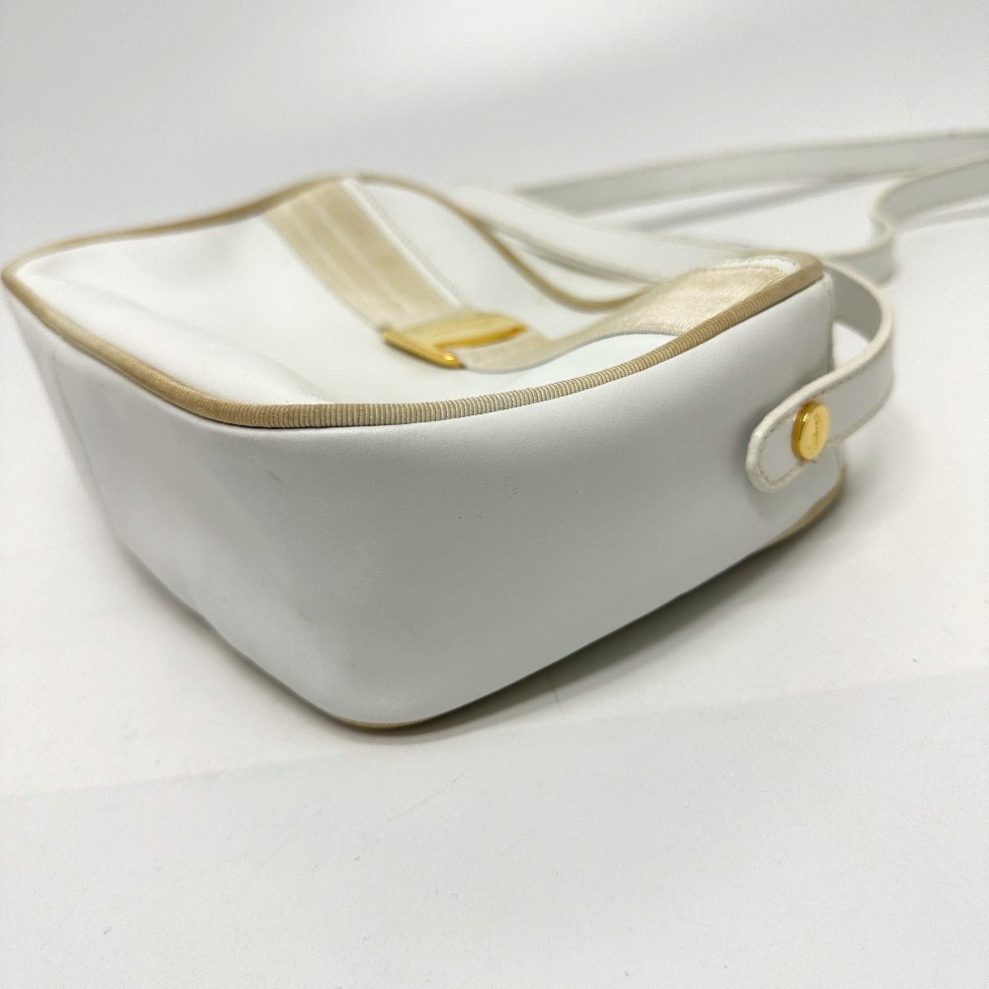 Salvatore Ferragamo BA214183 Vala Shoulder Bag White GoldHardware