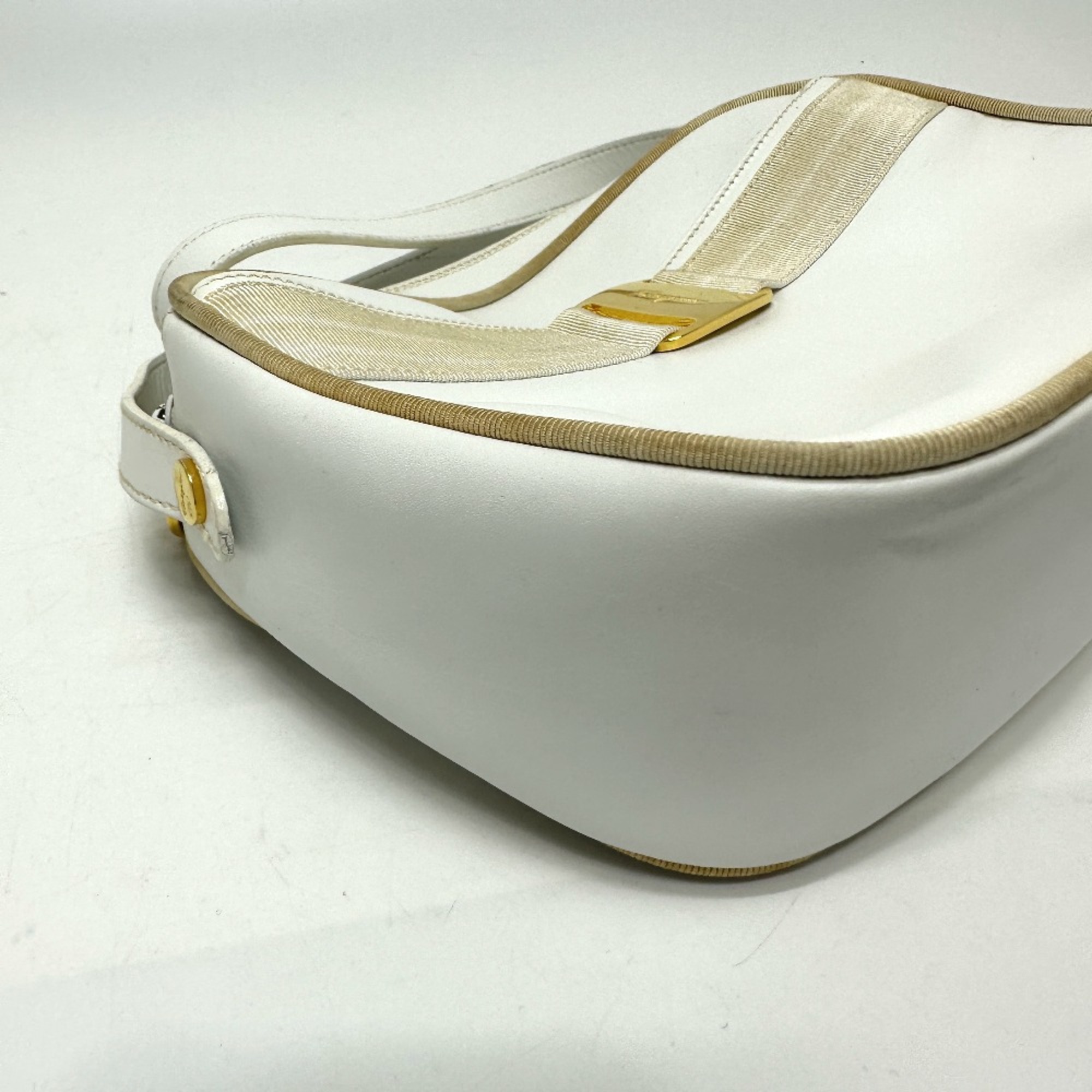 Salvatore Ferragamo BA214183 Vala Shoulder Bag White GoldHardware