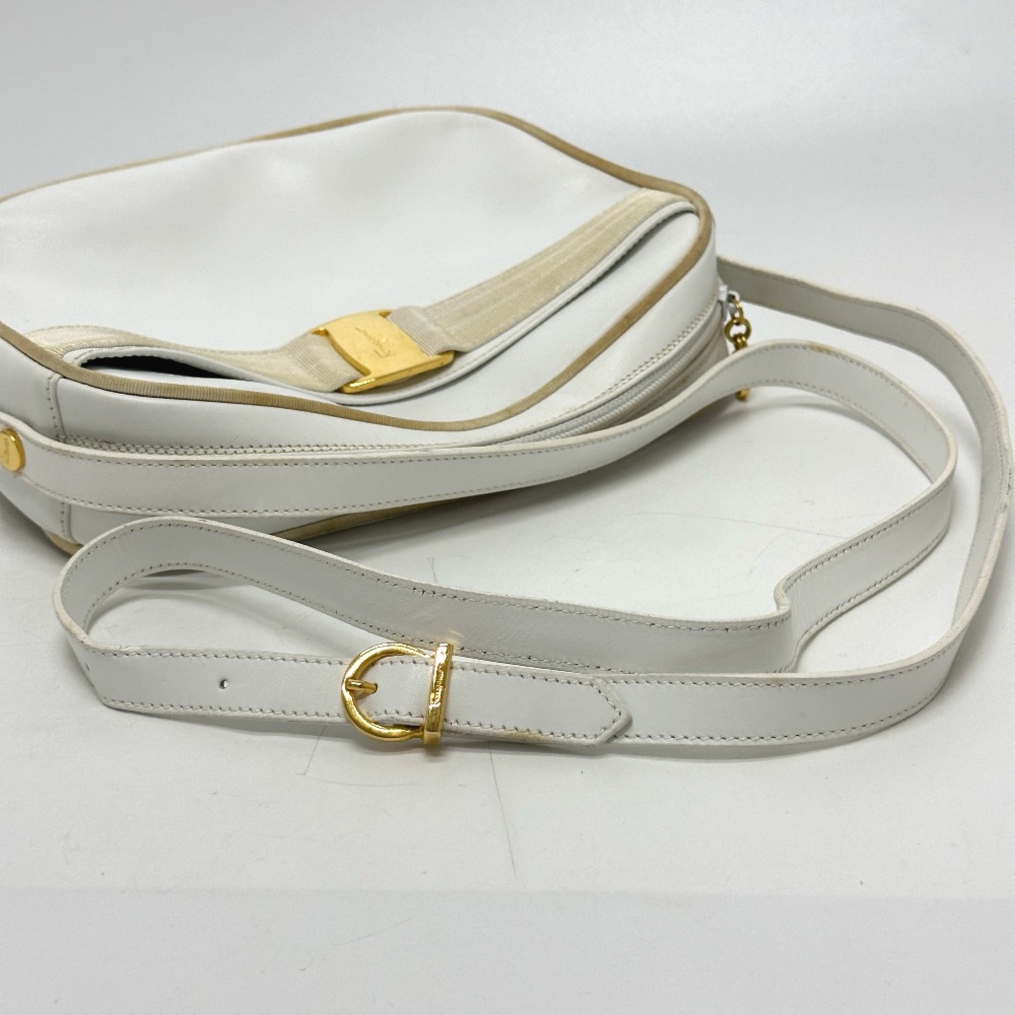 Salvatore Ferragamo BA214183 Vala Shoulder Bag White GoldHardware