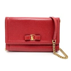 Salvatore Ferragamo Vala Ribbon Bag 2way Pochette Shoulder Bag Red