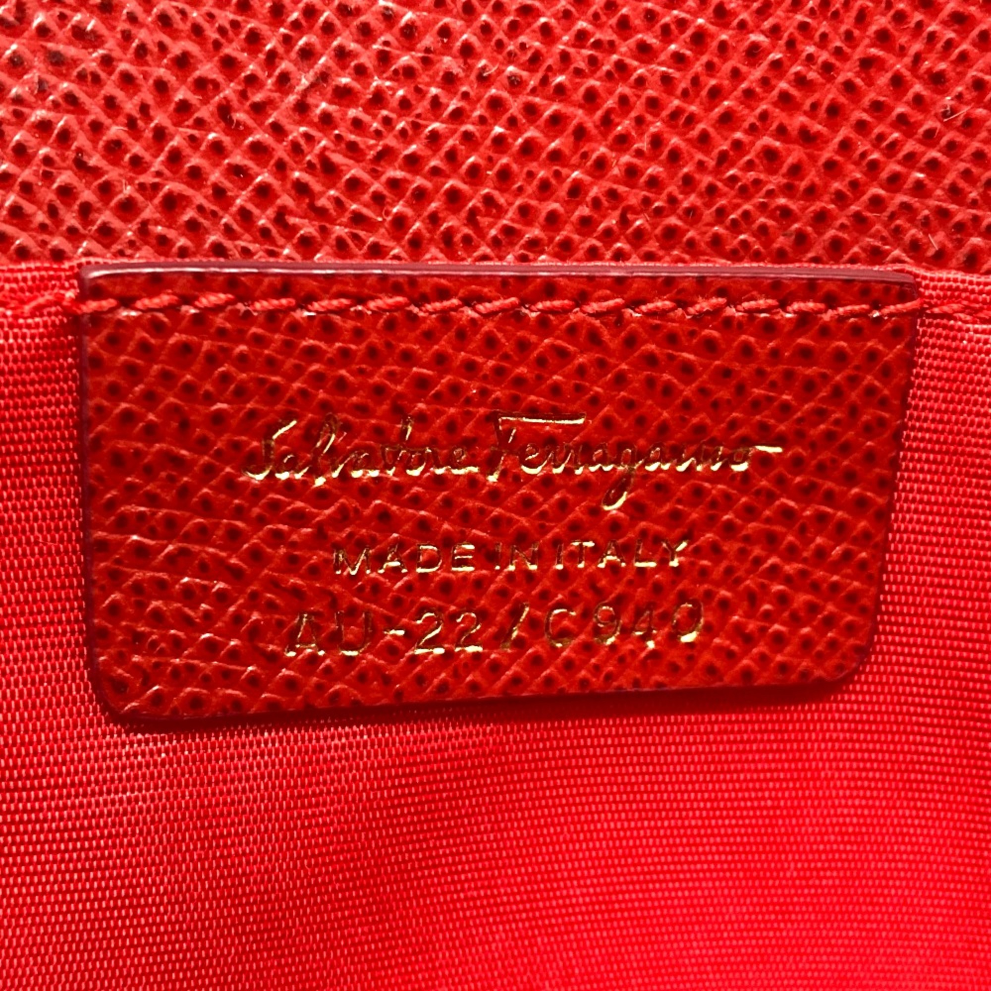 Salvatore Ferragamo Vala Ribbon Bag 2way Pochette Shoulder Bag Red