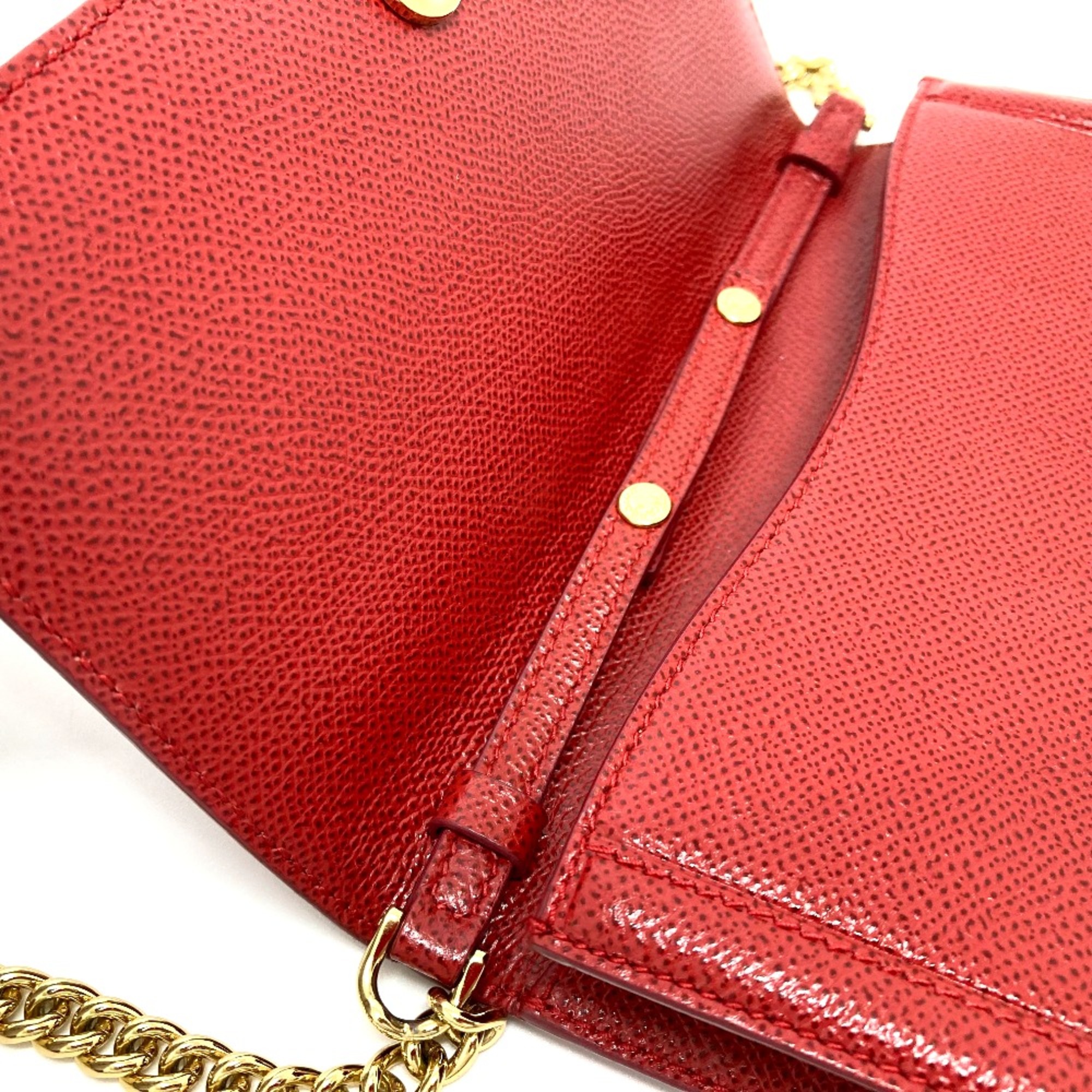 Salvatore Ferragamo Vala Ribbon Bag 2way Pochette Shoulder Bag Red