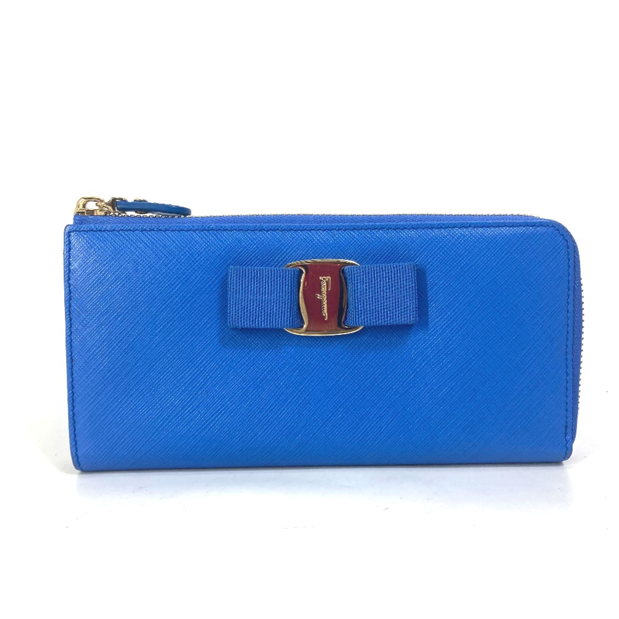 Salvatore Ferragamo 22-C124 Vala L-shaped fastener Long Wallet blue