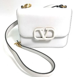 Valentino-Galavani Chain Crossbody Pochette Shoulder Bag White